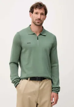 BOSS Green pulover de bumbac culoarea verde, light, 50551688 imagine