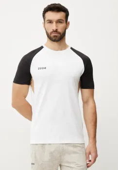 BOSS Green tricou barbati, culoarea alb, cu imprimeu, 50539114 imagine
