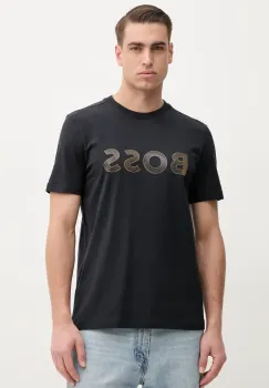 BOSS Green tricou barbati, culoarea albastru marin, cu imprimeu, 50535170 imagine