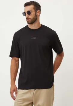 Boss Green tricou din bumbac barbati, culoarea negru, cu imprimeu, 50519368 imagine