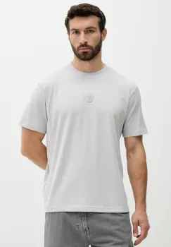 BOSS Green tricou din bumbac culoarea gri, cu imprimeu, 50544316 imagine