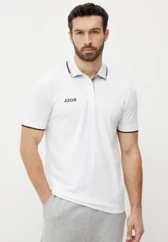 BOSS Green tricou polo barbati, culoarea alb, cu imprimeu, 50469102 imagine