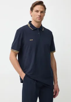 BOSS Green tricou polo barbati, culoarea albastru marin, cu imprimeu, 50506193 imagine