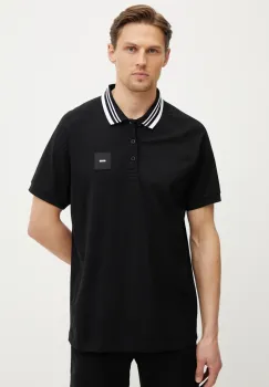 BOSS Green tricou polo barbati, culoarea negru, cu imprimeu, 50538176 imagine