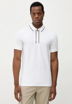 BOSS Green tricou polo culoarea alb, cu imprimeu, 50544450 imagine