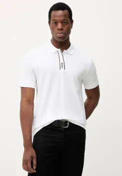 BOSS Green tricou polo culoarea alb, uni, 50549362 imagine
