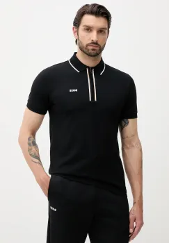 BOSS Green tricou polo culoarea negru, cu imprimeu, 50544450 imagine