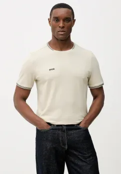 BOSS Green tricou Taul culoarea bej, uni, 50521245 imagine