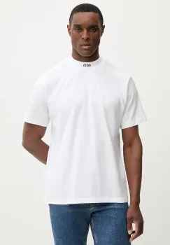 BOSS Green tricou Tee Collar culoarea alb, uni, 50555527 imagine