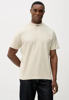 BOSS Green tricou Tee Collar culoarea bej, uni, 50555527 imagine