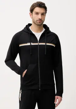 BOSS hanorac de bumbac Authentic Jacket H culoarea negru, cu gluga, cu imprimeu, 50554785 imagine