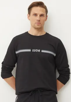 BOSS hanorac de bumbac barbati, culoarea negru, cu imprimeu, 50535780 imagine
