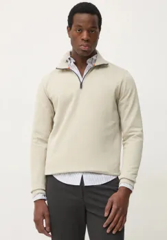 BOSS hanorac de bumbac BOSS CASUAL barbati, culoarea bej, uni imagine