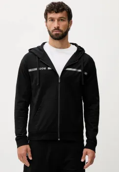 BOSS hanorac de bumbac culoarea negru, cu gluga, cu imprimeu, 50550571 imagine