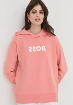 BOSS hanorac de bumbac femei, culoarea portocaliu, cu imprimeu 50468367 imagine