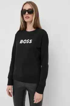 BOSS hanorac de bumbac femei, culoarea roz, cu imprimeu imagine