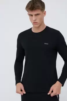 BOSS longsleeve de pijama culoarea negru, cu imprimeu imagine