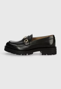 BOSS mocasini de piele Helen femei, culoarea negru, cu platforma, 50513088 imagine