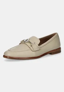 BOSS mocasini de piele Helyan culoarea bej, cu toc plat, 50548788 imagine