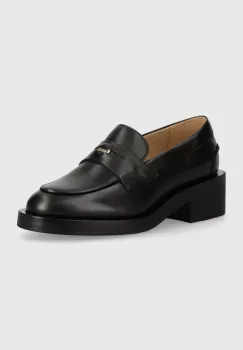 BOSS mocasini de piele Iryna femei, culoarea negru, cu toc plat, 50523445 imagine