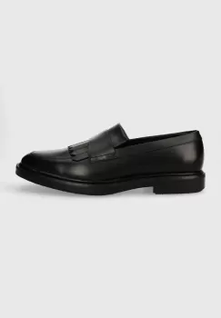 BOSS mocasini de piele Larry barbati, culoarea negru, 50511952 imagine