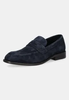 BOSS mocasini din piele intoarsa Limber barbati, culoarea bleumarin, 50541729 imagine