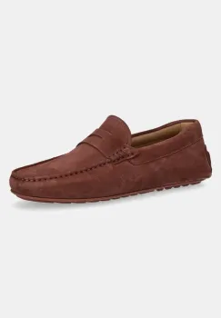 BOSS mocasini din piele intoarsa Noel barbati, culoarea bordo, 50541750 imagine