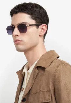 BOSS ochelari de soare barbati, culoarea auriu, BOSS 1723/S imagine