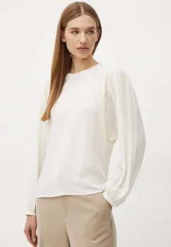 Boss Orange bluza din amestec de matase culoarea bej, neted, 50530950 imagine