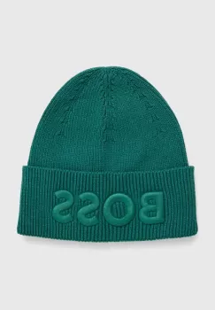 Boss Orange caciula din amestec de lana BOSS ORANGE culoarea verde, din tricot gros imagine