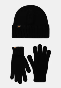 BOSS Orange caciula si manusi de lana 2-pack negru 50551225 imagine