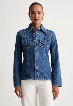 BOSS Orange camasa de dama din denim C_SLIM SHIRT imagine