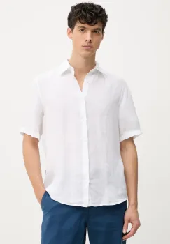 BOSS Orange camasa de in barbati, culoarea alb, cu guler clasic, regular, 50537382 imagine