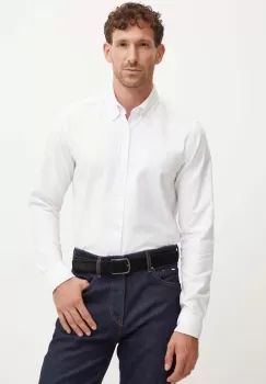 Boss Orange camasa din bumbac barbati, culoarea alb, cu guler button-down, regular, 50519707 imagine