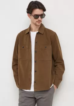 Boss Orange camasa din bumbac barbati, culoarea verde, cu guler clasic, regular imagine