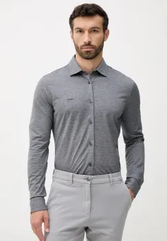 BOSS Orange camasa din bumbac culoarea alb, cu guler italian, slim, 50519748 imagine