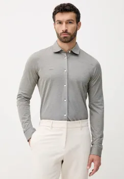 BOSS Orange camasa din bumbac culoarea alb, cu guler italian, slim, 50519748 imagine