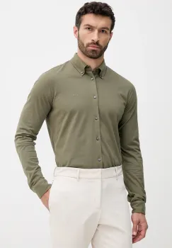 BOSS Orange camasa din bumbac culoarea verde, cu guler button-down, slim, 50543089 imagine
