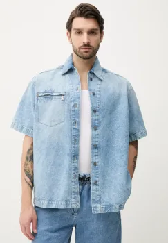 BOSS Orange camasa jeans barbati, cu guler clasic, relaxed, 50538203 imagine