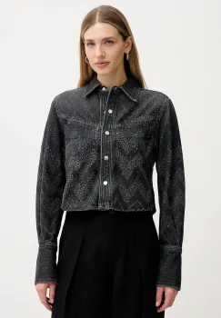 BOSS Orange camasa jeans culoarea gri, cu guler clasic, regular, 50548445 imagine