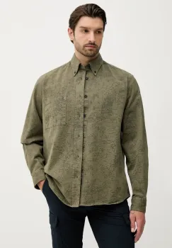 BOSS Orange camasa jeans culoarea verde, cu guler button-down, regular, 50544858 imagine