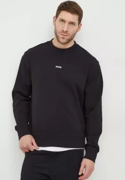 Boss Orange hanorac de bumbac barbati, culoarea negru, cu gluga, cu imprimeu imagine