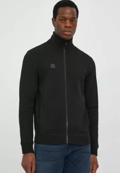 Boss Orange hanorac de bumbac barbati, culoarea negru, cu imprimeu imagine