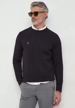 Boss Orange hanorac de bumbac barbati, culoarea negru, melanj imagine