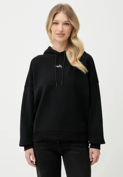 BOSS Orange hanorac de bumbac culoarea negru, cu gluga, uni, 50547572 imagine