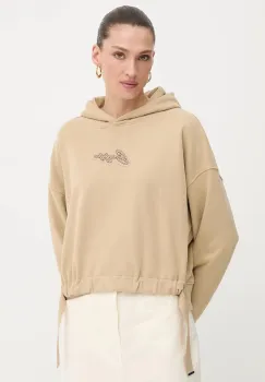 BOSS Orange hanorac de bumbac culoarea verde, cu gluga, cu imprimeu, 50545507 imagine