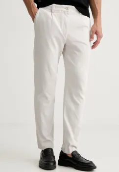 BOSS Orange pantaloni chinos pentru barbati, din bumbac cu elastan Pleated imagine