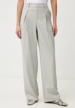 BOSS Orange pantaloni cu lana culoarea gri, drept, high waist, 50547679 imagine