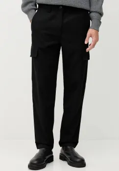 BOSS Orange pantaloni cu lana culoarea negru, mulata, 50553971 imagine