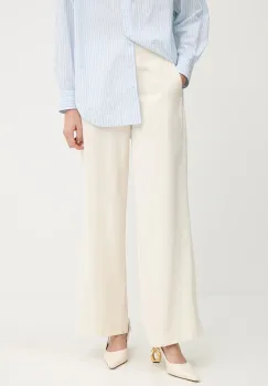 BOSS Orange pantaloni culoarea bej, drept, high waist, 50541934 imagine